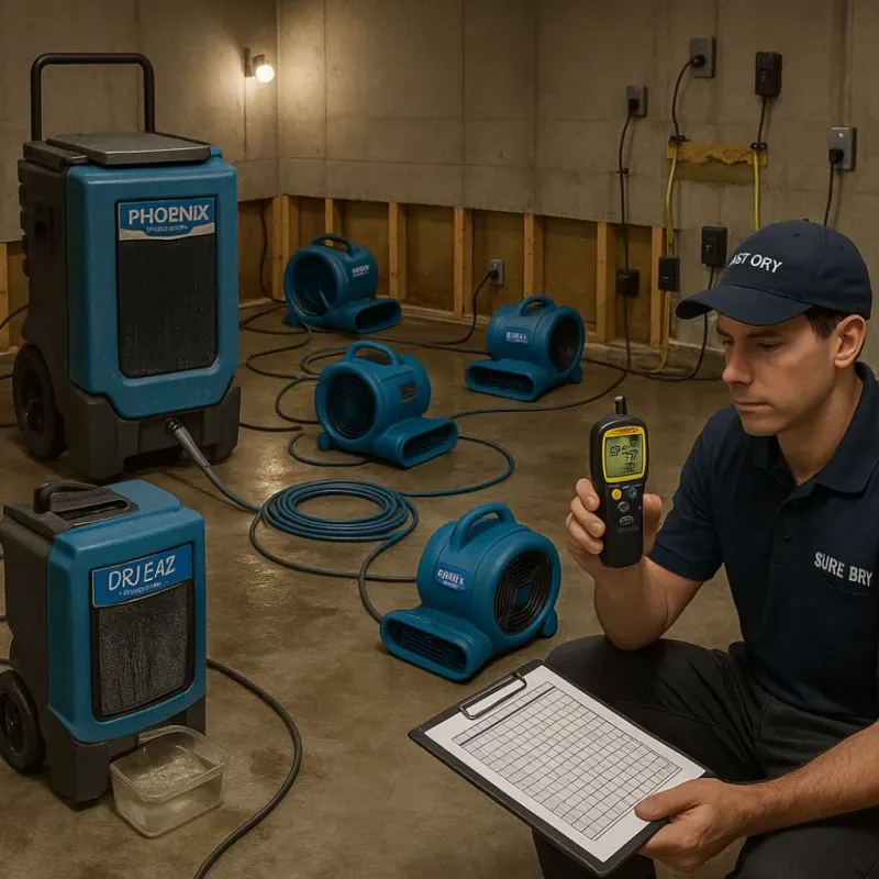 Structural Drying and Dehumidification process in Fleetwood, PA